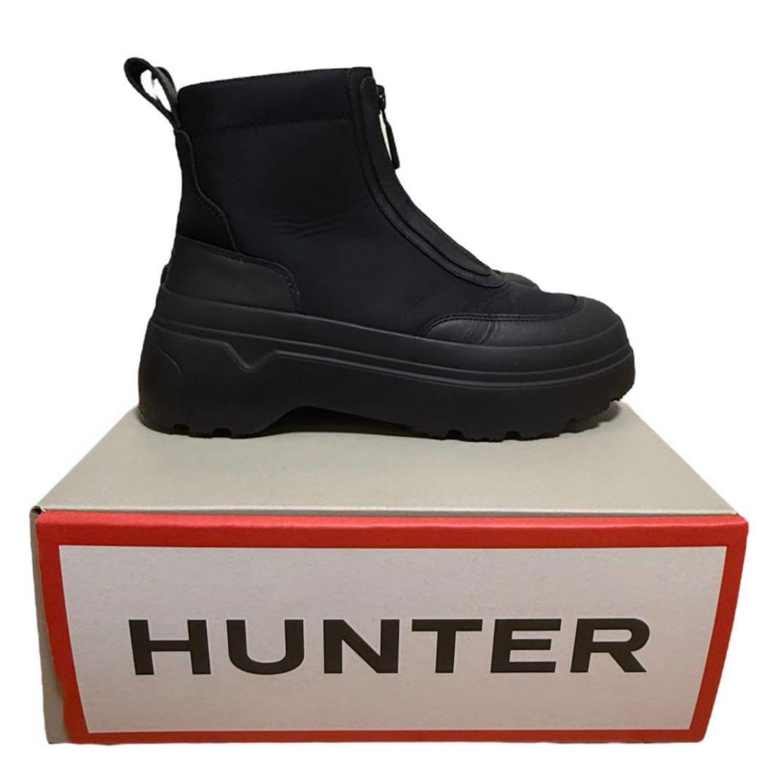 【新品】HUNTER ハンター レインシューズ ZIPショートブーツ ブラック