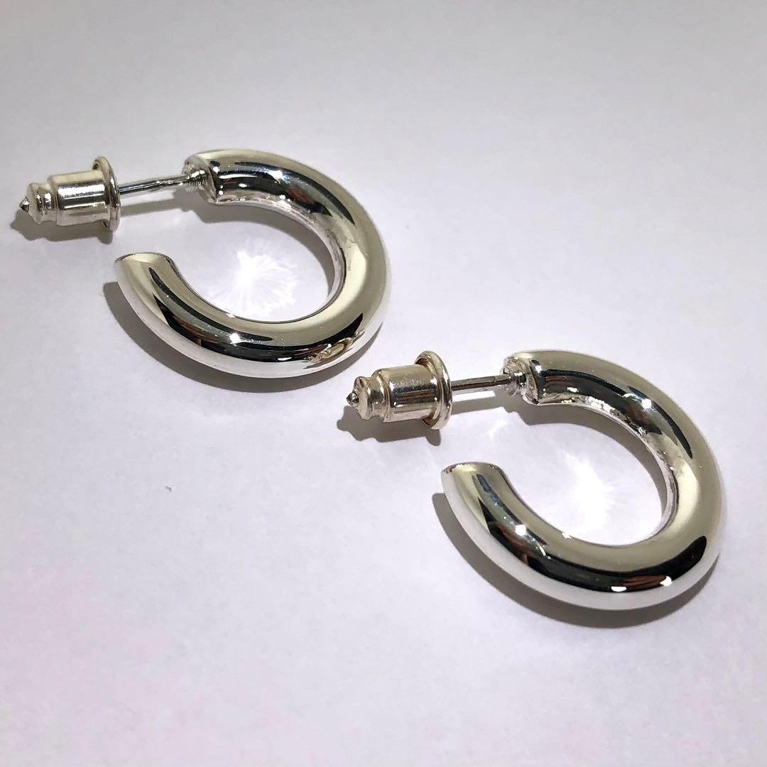 1003 シルバー　925 SILVER フープピアス　 刻印　両耳