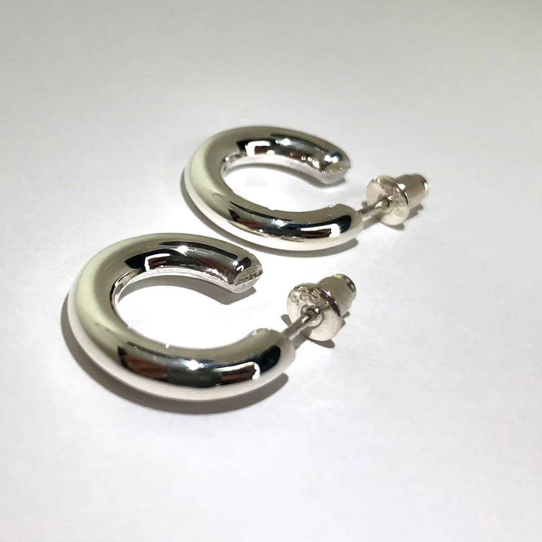 1003 シルバー　925 SILVER フープピアス　 刻印　両耳
