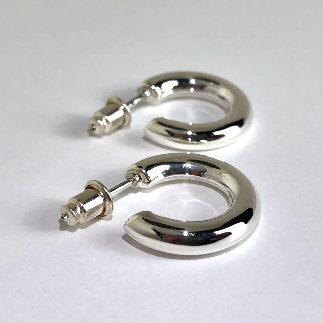 1003 シルバー　925 SILVER フープピアス　 刻印　両耳