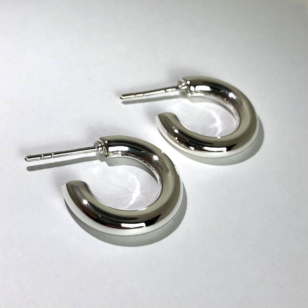 1003 シルバー　925 SILVER フープピアス　 刻印　両耳