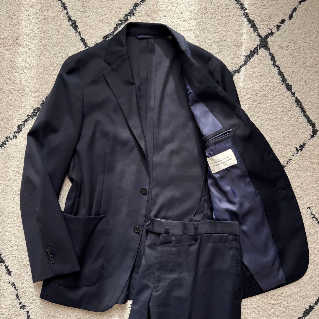 ユニバーサルランゲージ　カノニコ　スーツ　セットアップ　ネイビー　トラベル　L