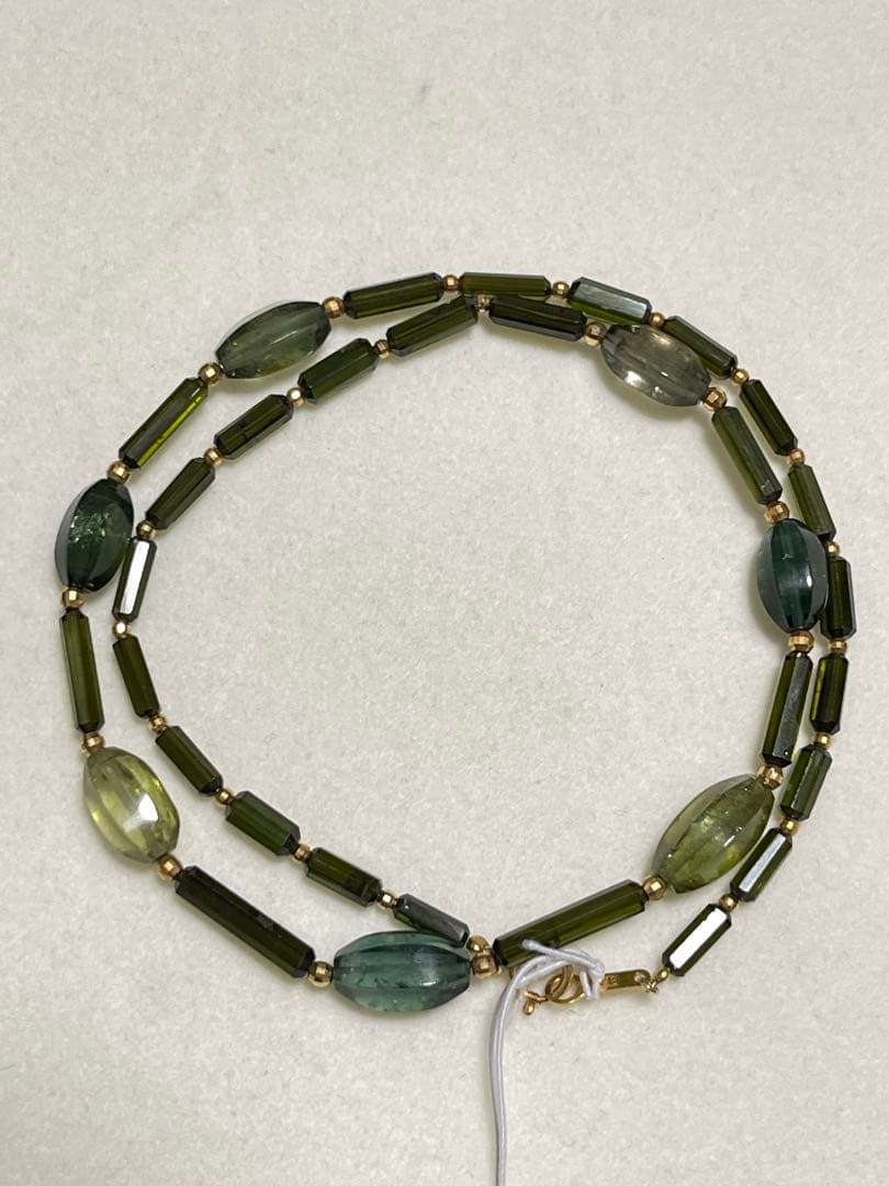 アクセサリーネックレスk18、天然トルマリン