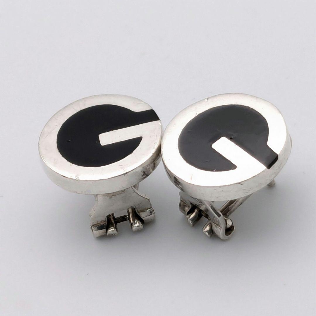 希少 グッチ GUCCI Gマーク オニキス シルバー 925 ピアス