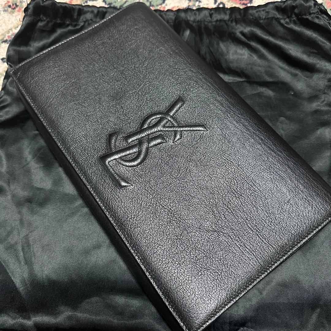 サンローラン　YSL 黒 レザークラッチバッグ