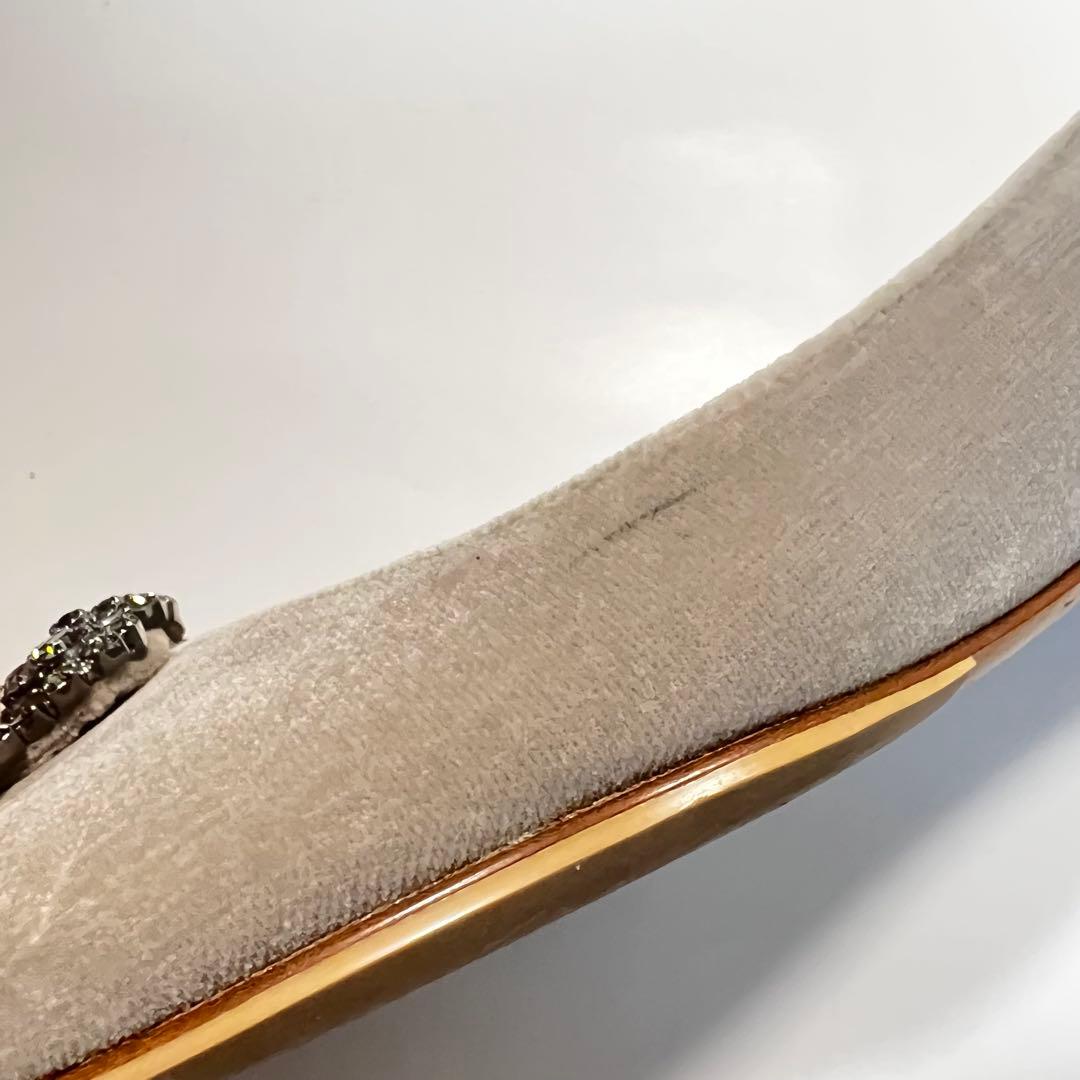 【美品】MANOLO BLAHNIK ハンギシ 35 グレー フラットシューズ