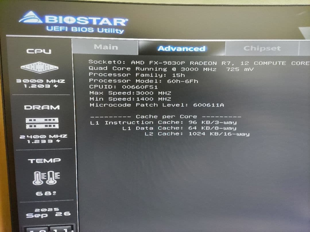 BIOSTAR A10N-9830E オンボードCPU AMD FX-9830P