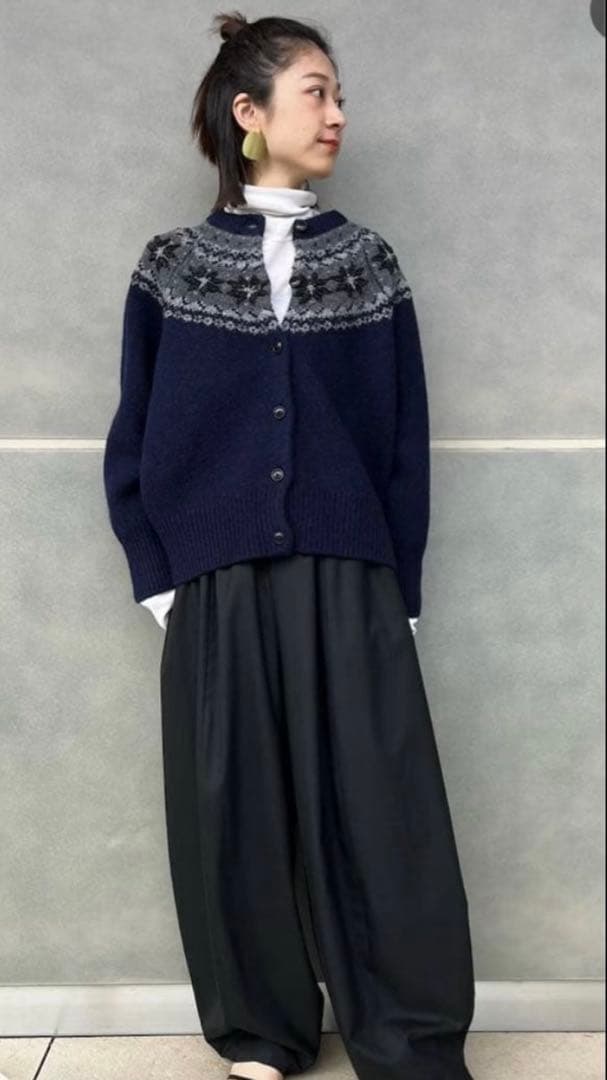 Curensologyビーズキュウシンジャガードニットカーディガン