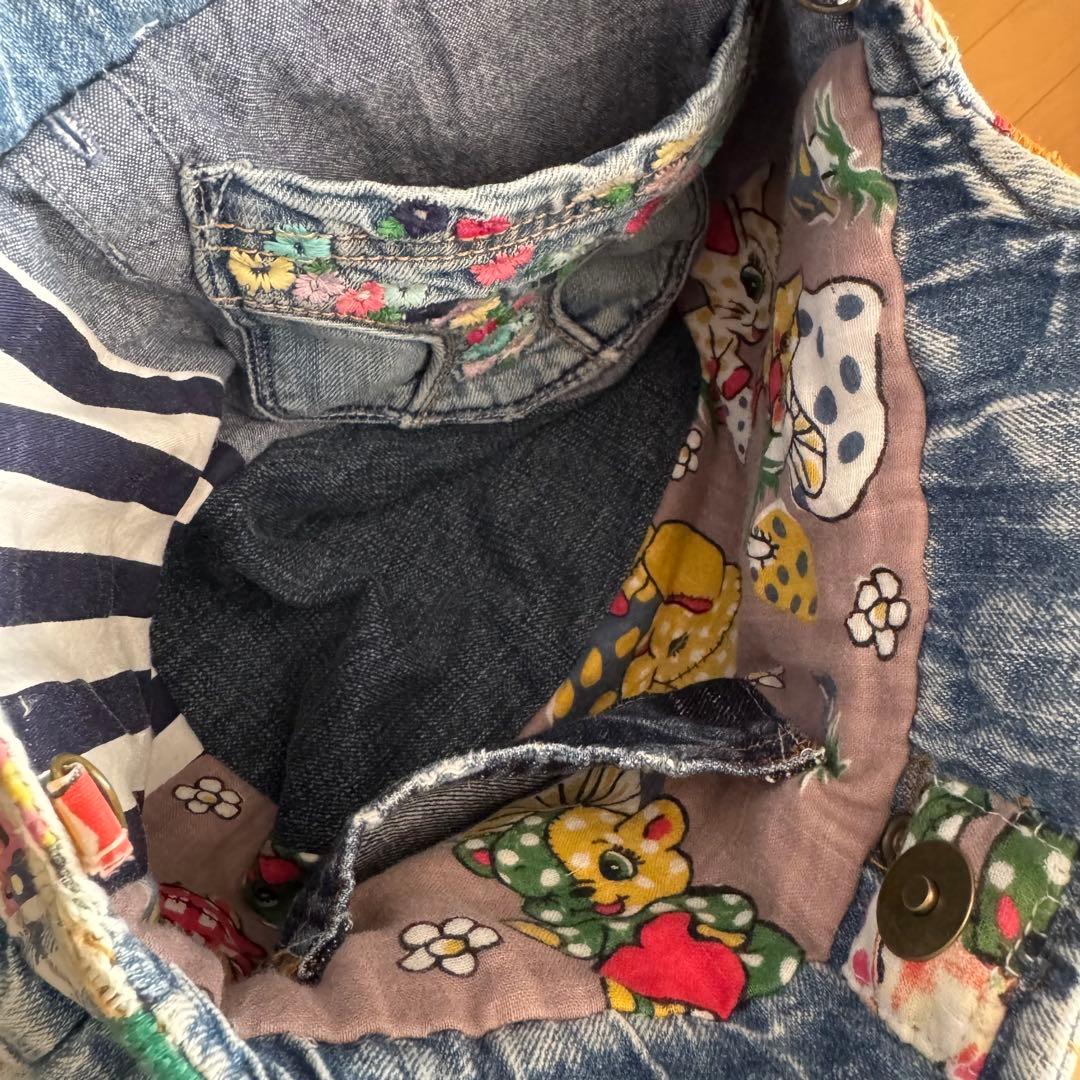 も*も様 ハンドメイド デニムリメイク バッグ レトロアニマル 楕円底 35