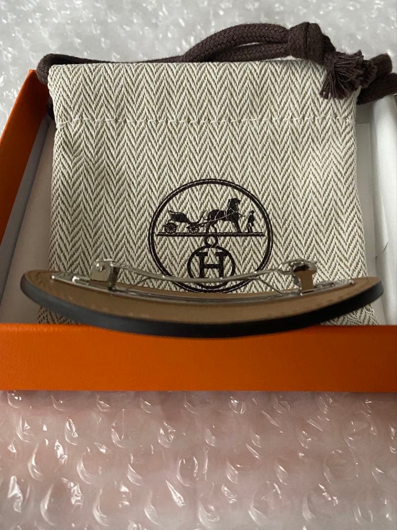 エルメス　ヘアアクセサリー　バレッタ　髪留め　エブリン　エヴリン　PM チャイ