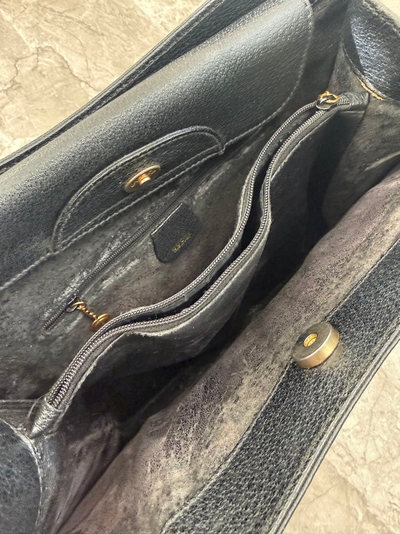 美品GUCCI グッチ バンブー ダイアナ ハンドバッグ レザー　黒 ブラック