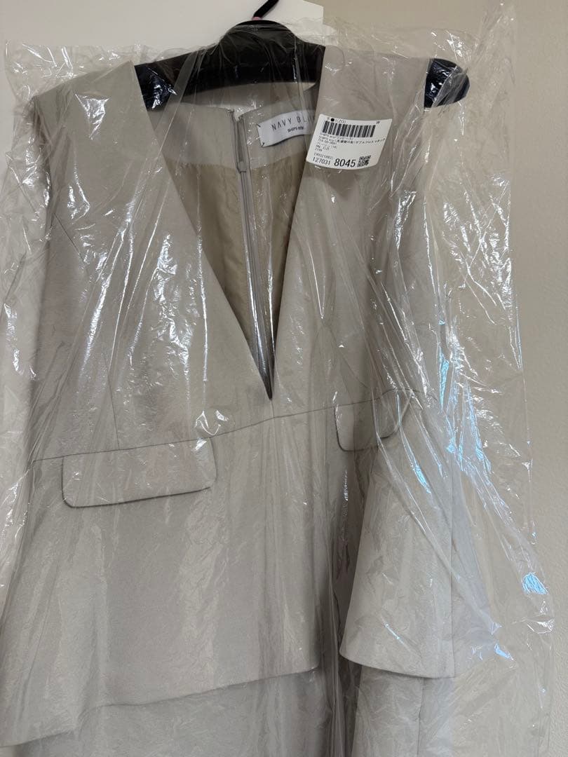 SHIPS any ダブルクロス Vネック ノースリーブワンピース ベージュ