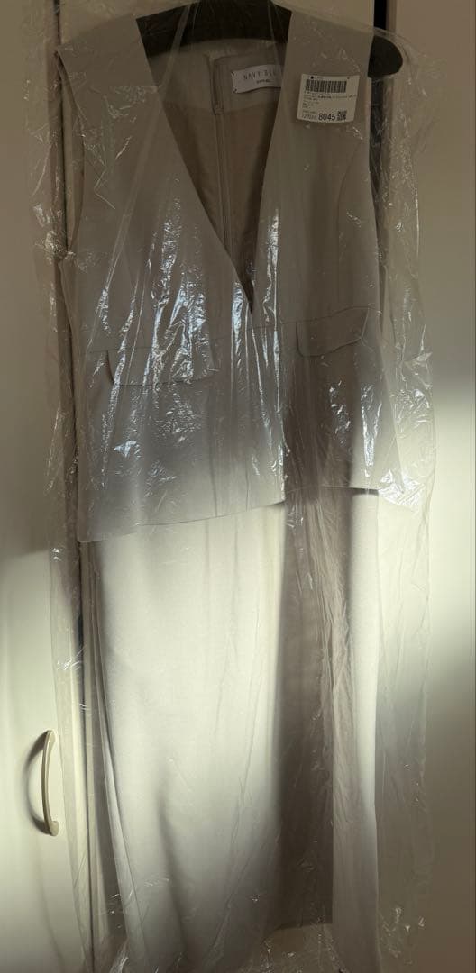 SHIPS any ダブルクロス Vネック ノースリーブワンピース ベージュ