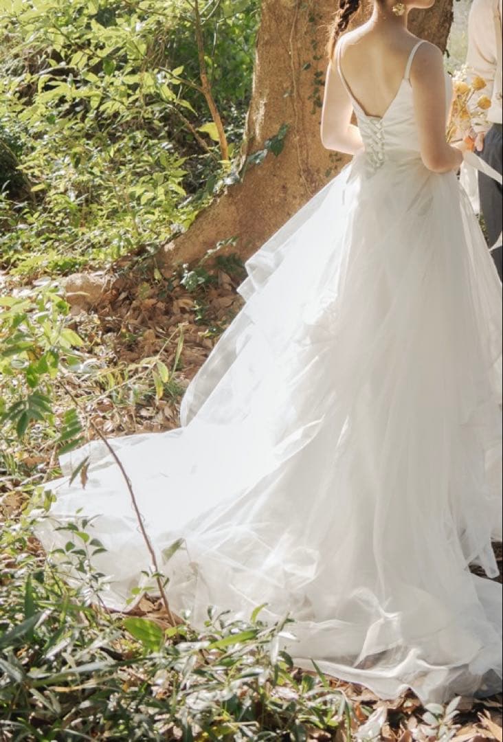 前撮り　ウェディング　ホワイト　ドレス