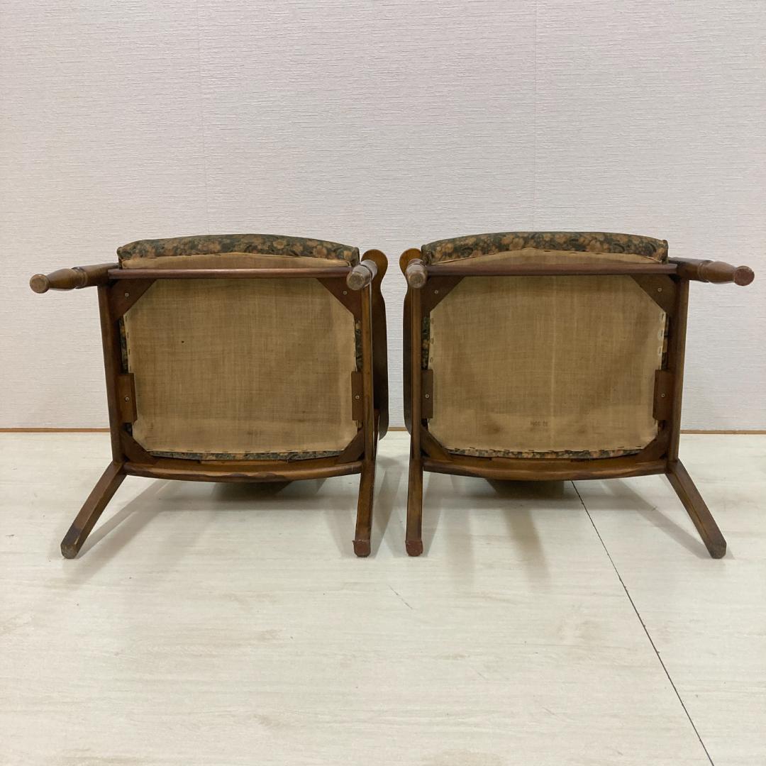 【オールドカリモク】コロニアル　一人掛けソファ　シングルソファ　椅子　２脚セット