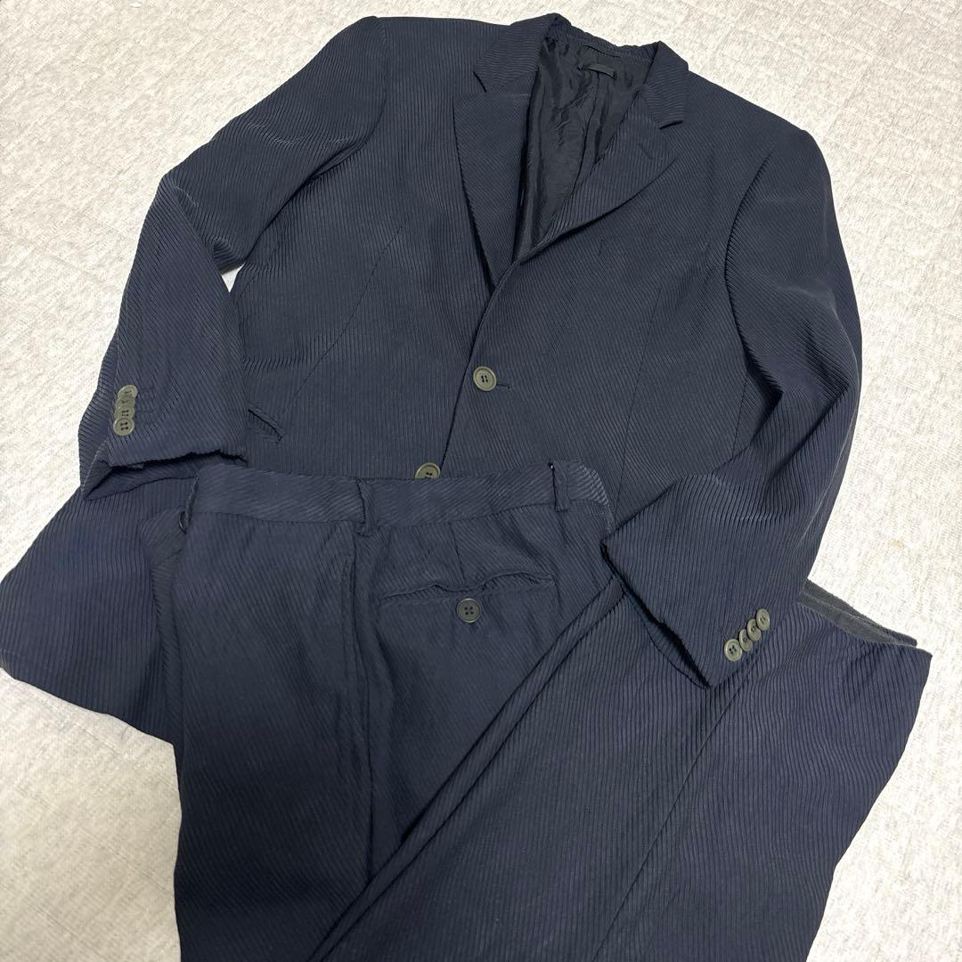 GIORGIO ARMANI スーツ　ネイビー　レーヨン　シルク　イタリア製