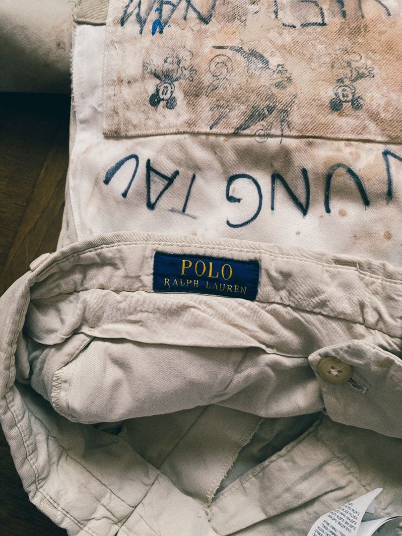 Ralph Lauren ダブルニー チノパン ペイント リメイク 古着