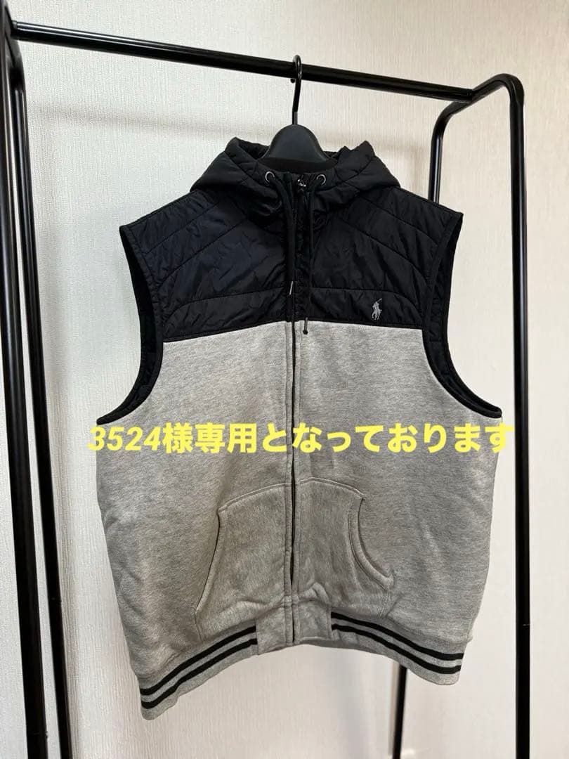 お値下POLO Ralph Laurenフード付中綿ベスト グレー✖️ブラック美品