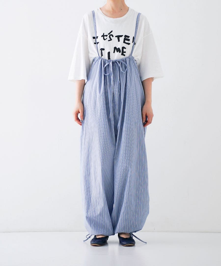 【nestRobe】It's MEコットンストライプバルーンサロペット