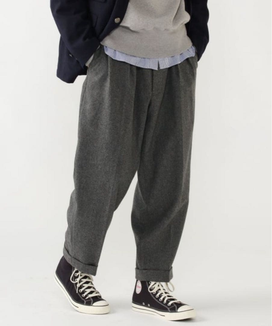 BEAMS 2 Pleats Tapered 2プリーツ フランネル ビームス