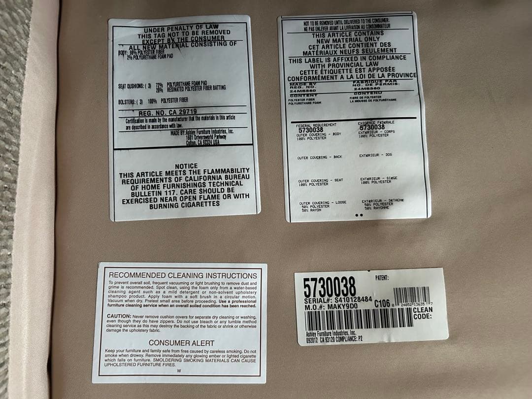 アシュレイファニチャー ソファー 3人掛け