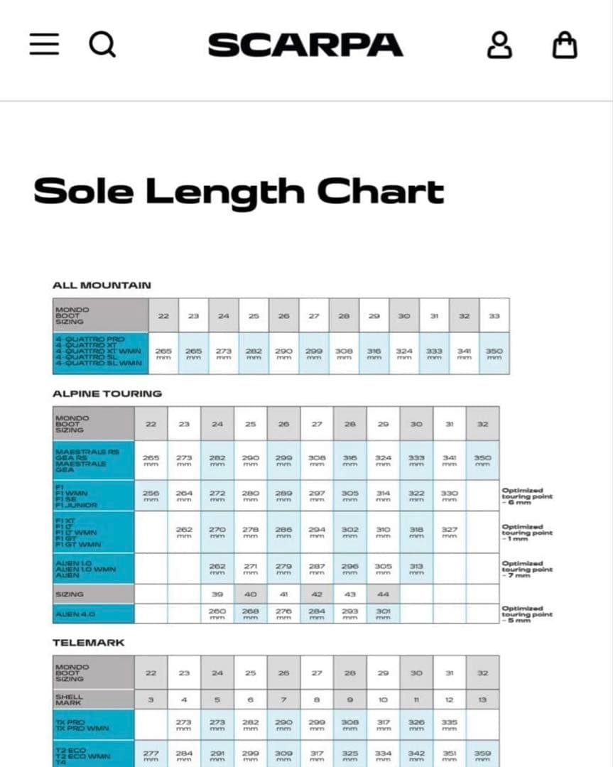 SCARPA QUATRO SLスカルパスキーブーツ　中古品