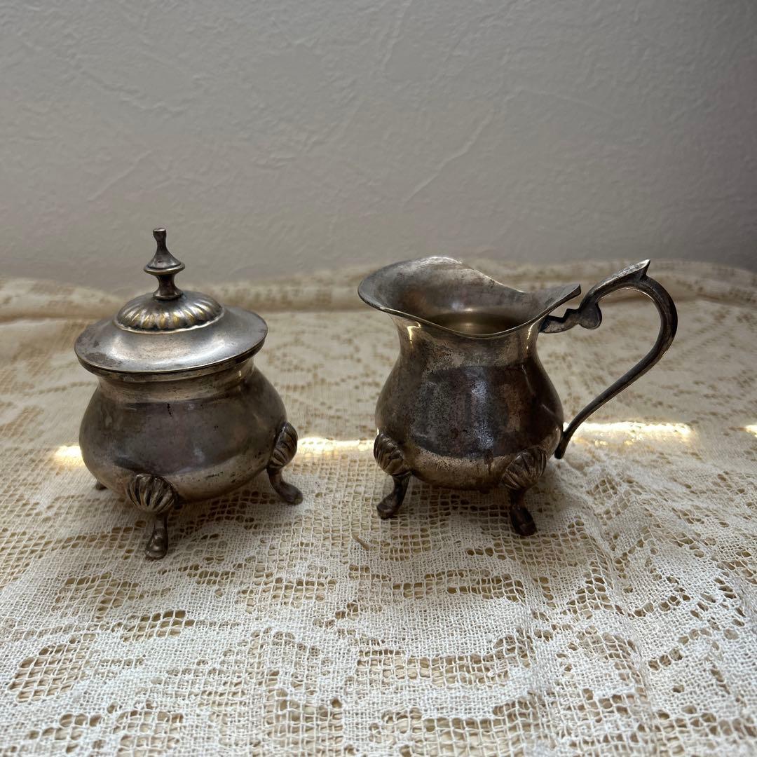 アンティーク・ヴィンテージ・4点・銀製ベルギー・コーヒー紅茶シュガー