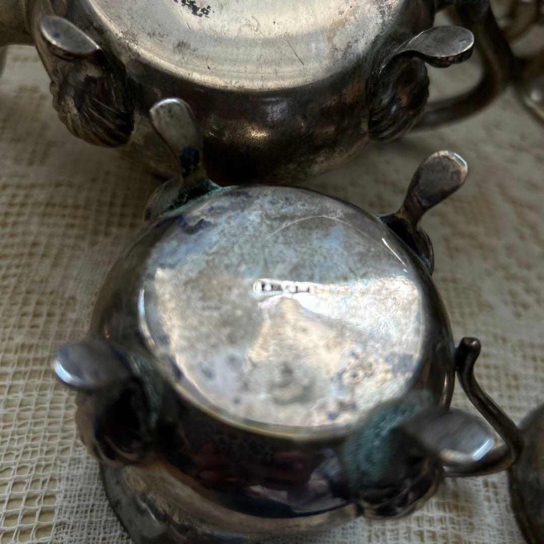 アンティーク・ヴィンテージ・4点・銀製ベルギー・コーヒー紅茶シュガー