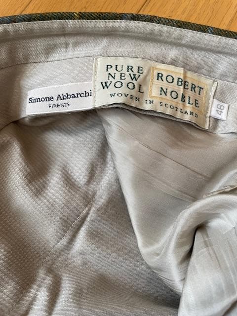 【イタリア製タータンチェックパンツ】Scotland Noble生地グリーン46