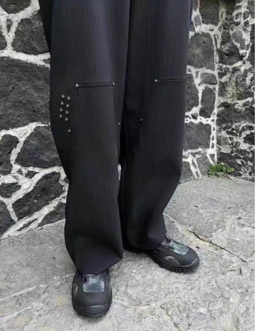 Kiko kostadinov ビジュー付き黒ワイドパンツ トラウザー 44