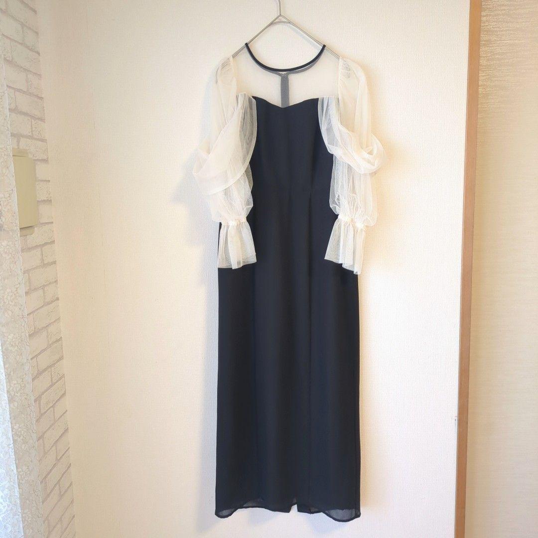 美品 niana ニアナ チュールオフショルダードレス M パーティー 結婚式