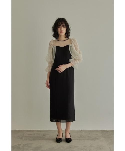 美品 niana ニアナ チュールオフショルダードレス M パーティー 結婚式