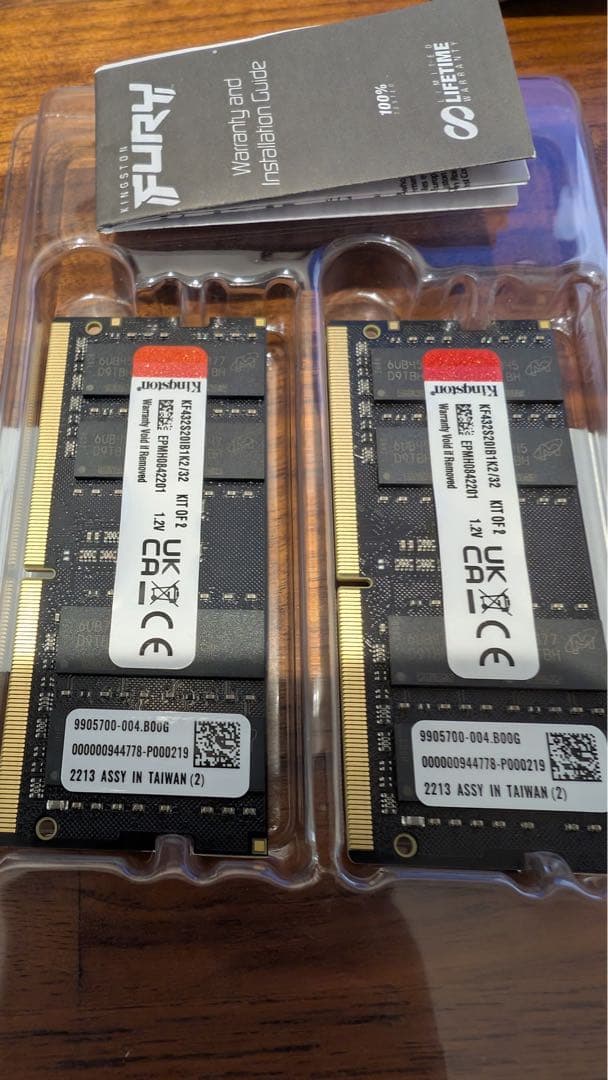 Kingston DDR4 32GB（16GB×2）ノート用メモリ