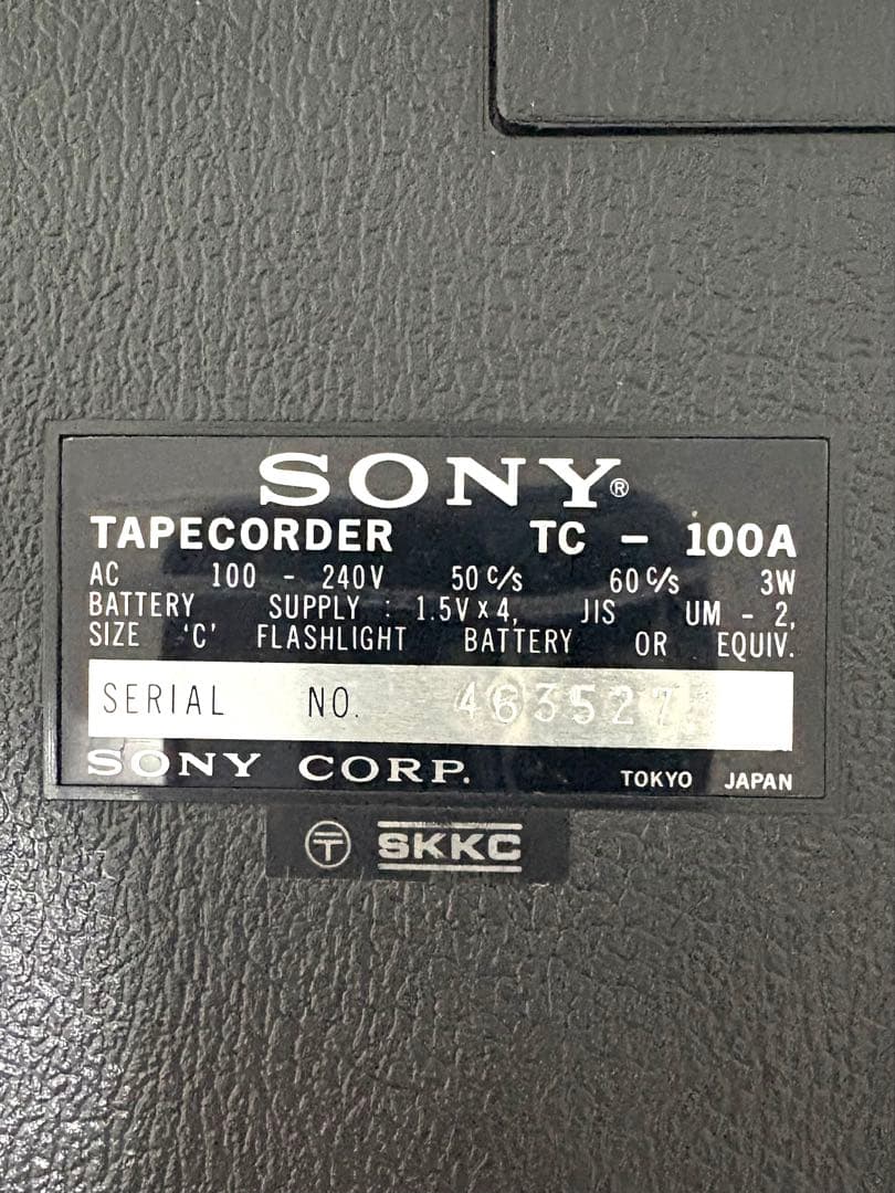 SONY TC-100 カセットテープレコーダー 昭和レトロ ソニー 説明書有り