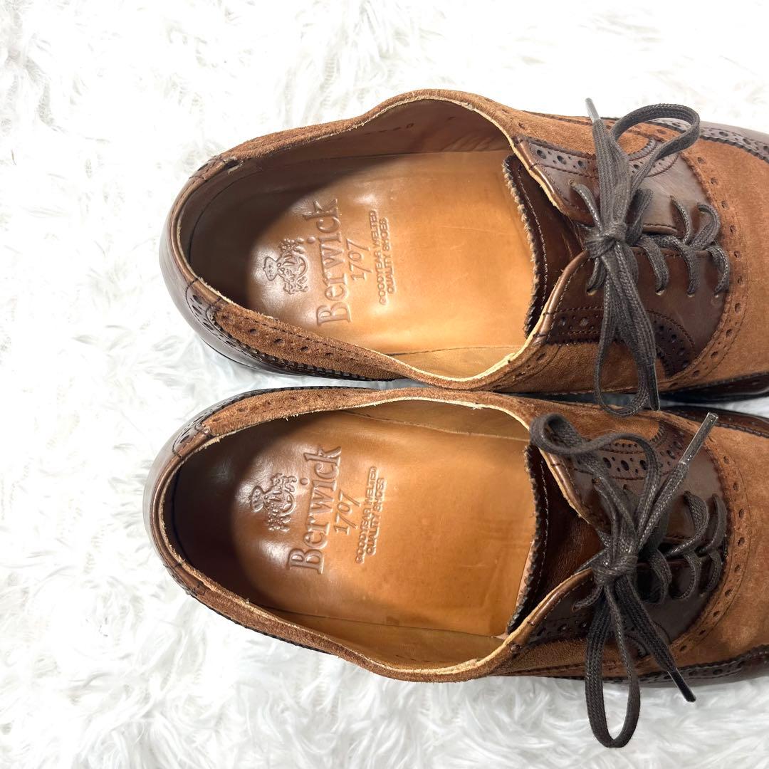 【美品】 バーウィック ウイングチップ バイカラー 切り替え 26.0cm 本革