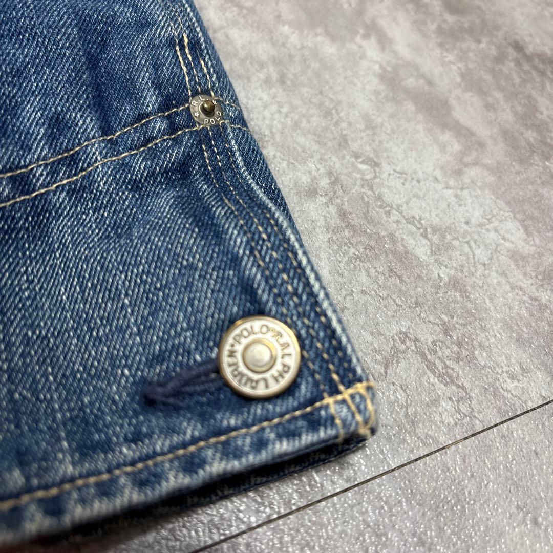 90s ラルフ　裏地赤ネル　XL 短丈ボックス　極上の色落ち　アタリ　襟コーズ