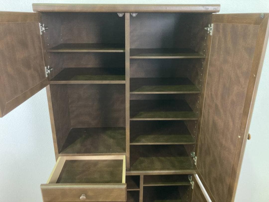 激安 ミラー付き シューズボックス 茶 ダークブラウン 靴箱 下駄箱 木製