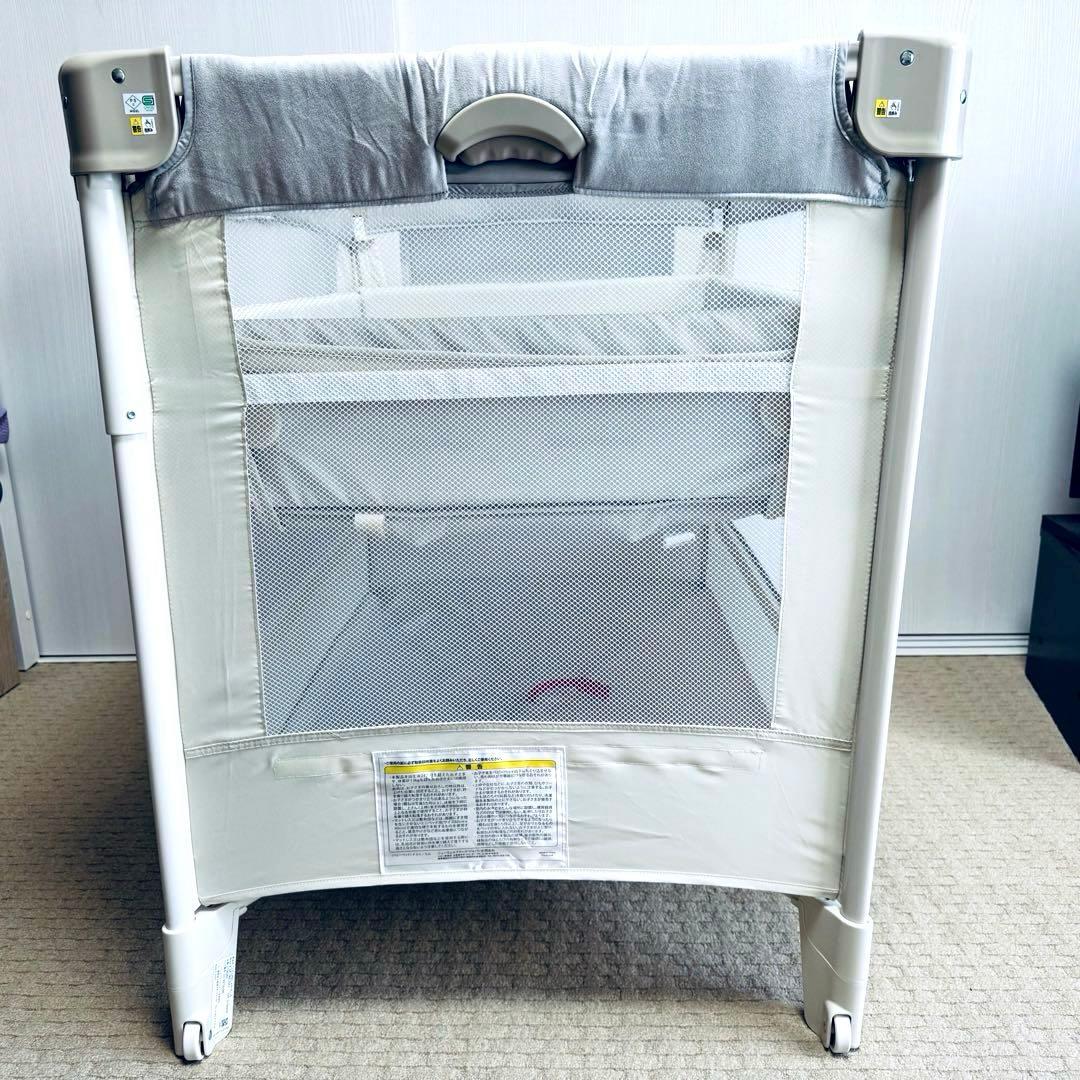 【美品】ベビーベッド ココネルエアープラスAB ホワイトベージュ