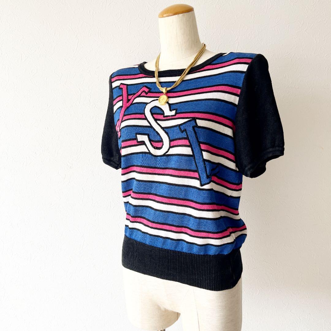 【希少品】イヴサンローラン YSL 麻　80s'90s' ヴィンテージ ボーダー