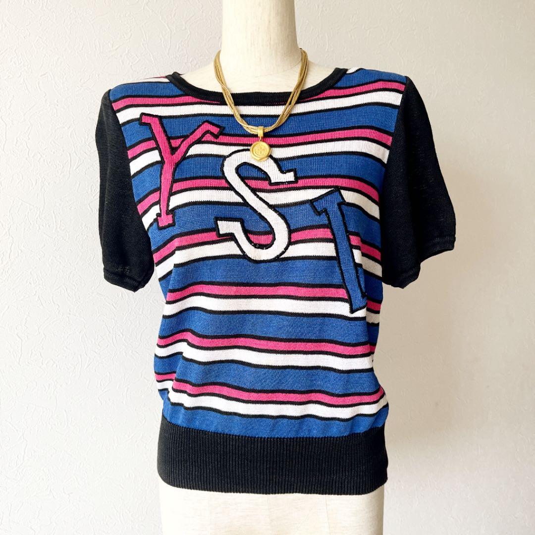 【希少品】イヴサンローラン YSL 麻　80s'90s' ヴィンテージ ボーダー