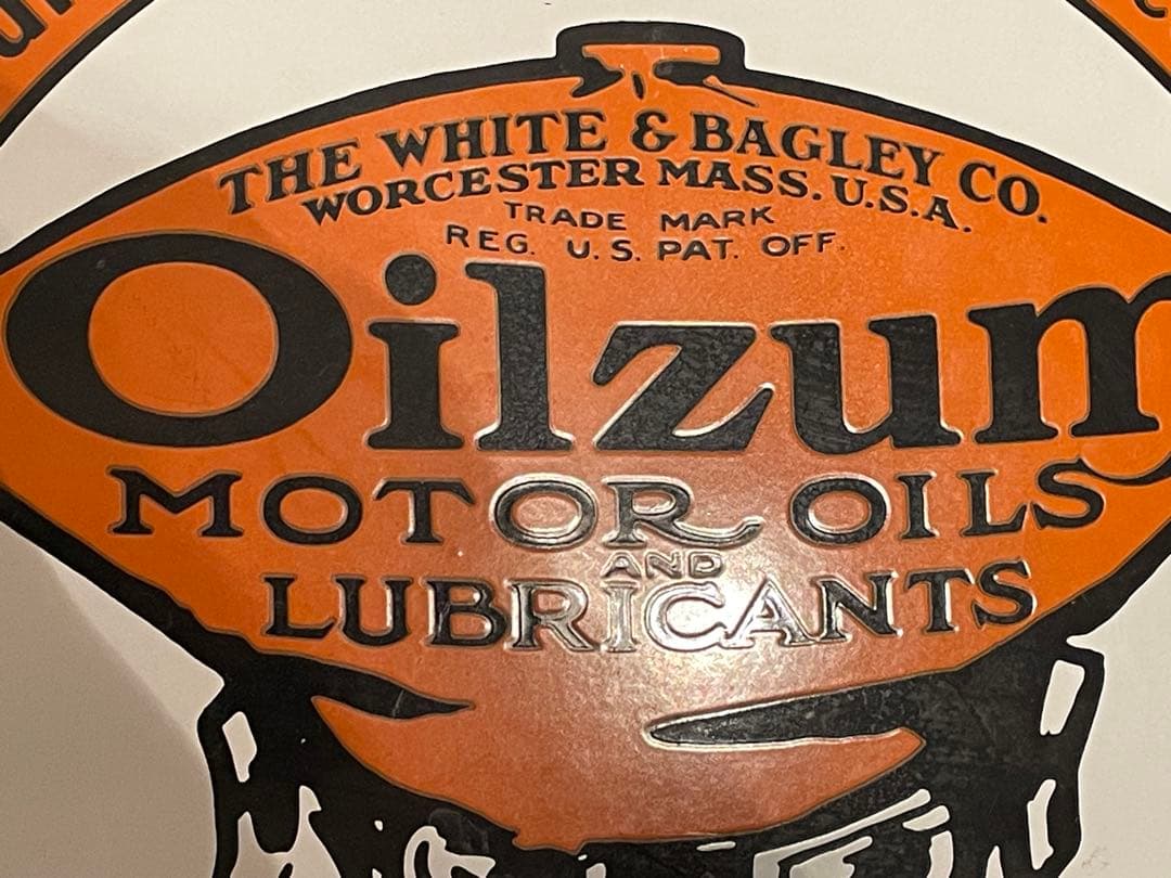 シ*ン様 40s USAビンテージ 琺瑯看板Oilzum モーターオイル広告プレ