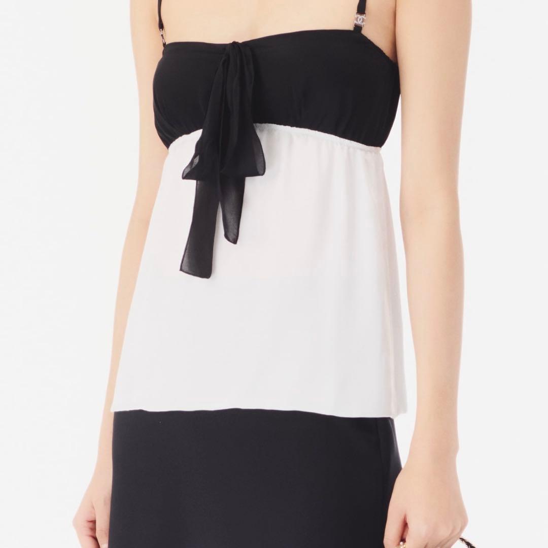 25aw CHANELシャネルリボンキャミソール34 blackpinkジェニー