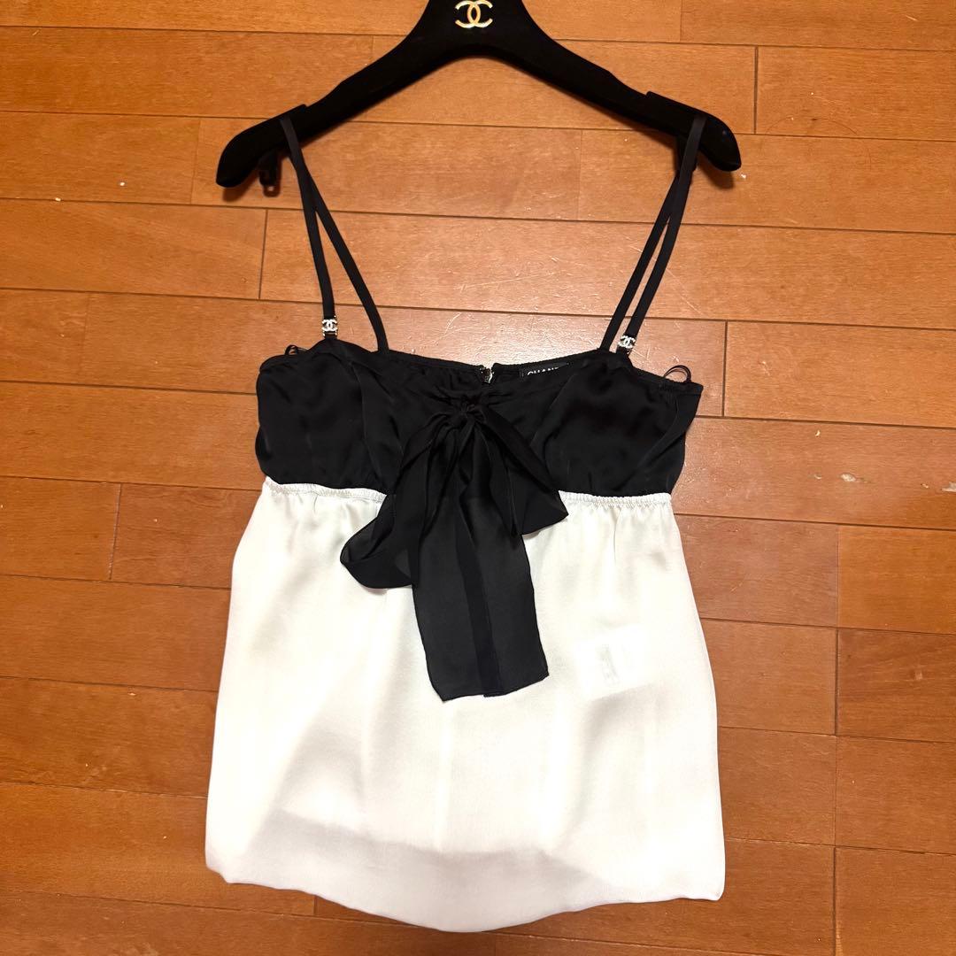 25aw CHANELシャネルリボンキャミソール34 blackpinkジェニー