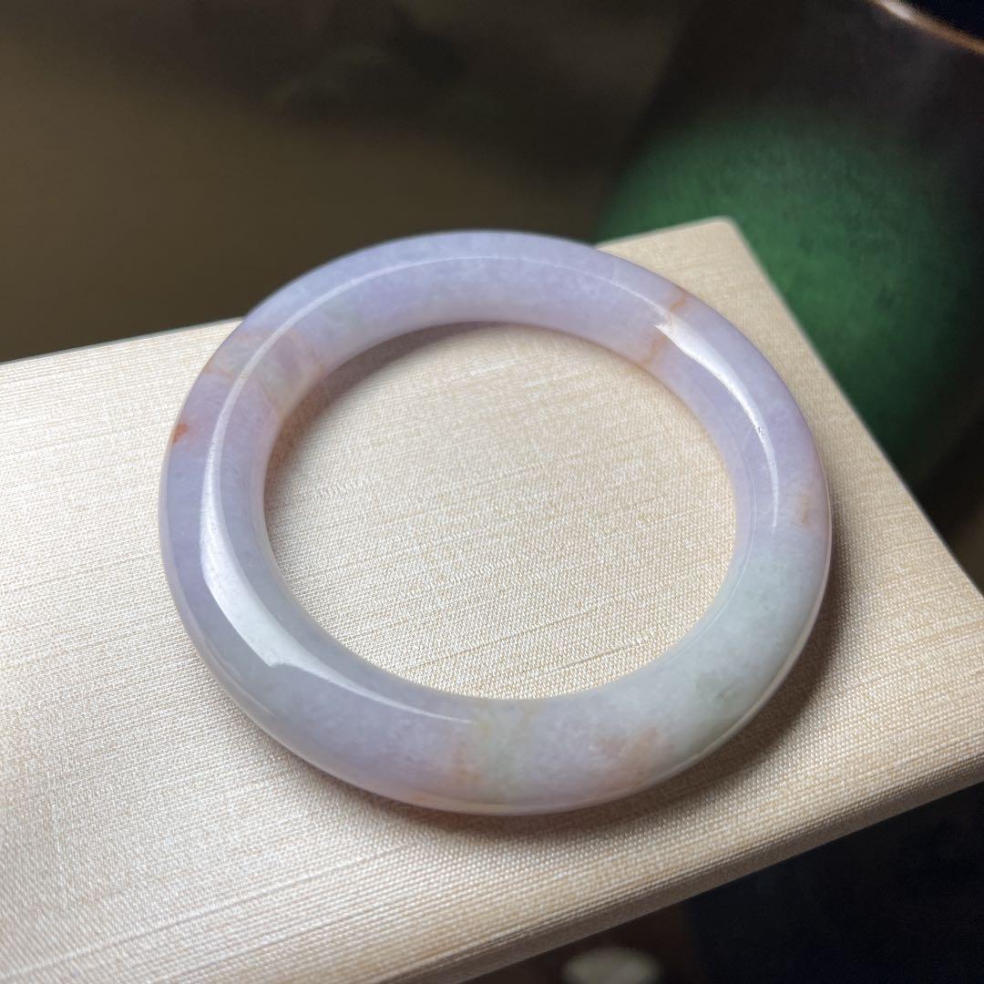 本翡翠　日本鑑別書付きラベンダーバングル　〜58