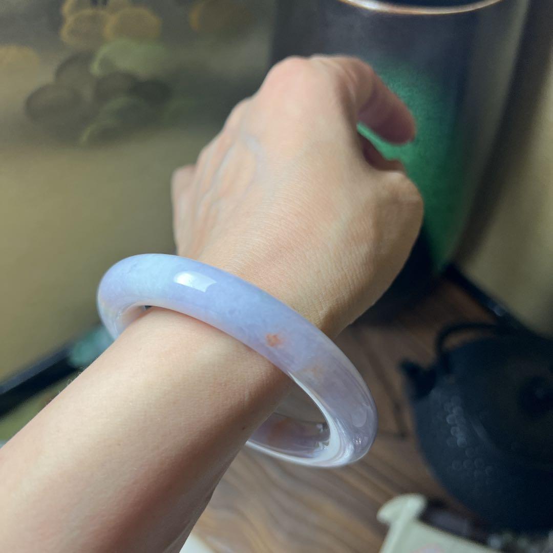 本翡翠　日本鑑別書付きラベンダーバングル　〜58