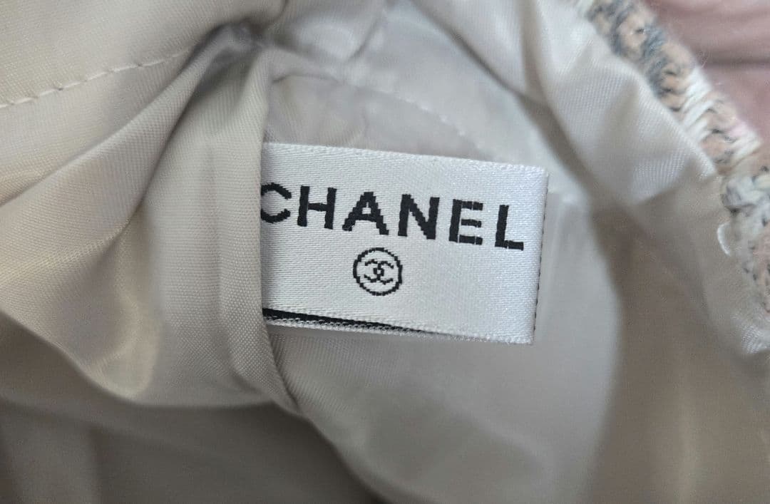 CHANEL ノベルティ トートバッグ ピンクベージュ ツイード ビッグココ