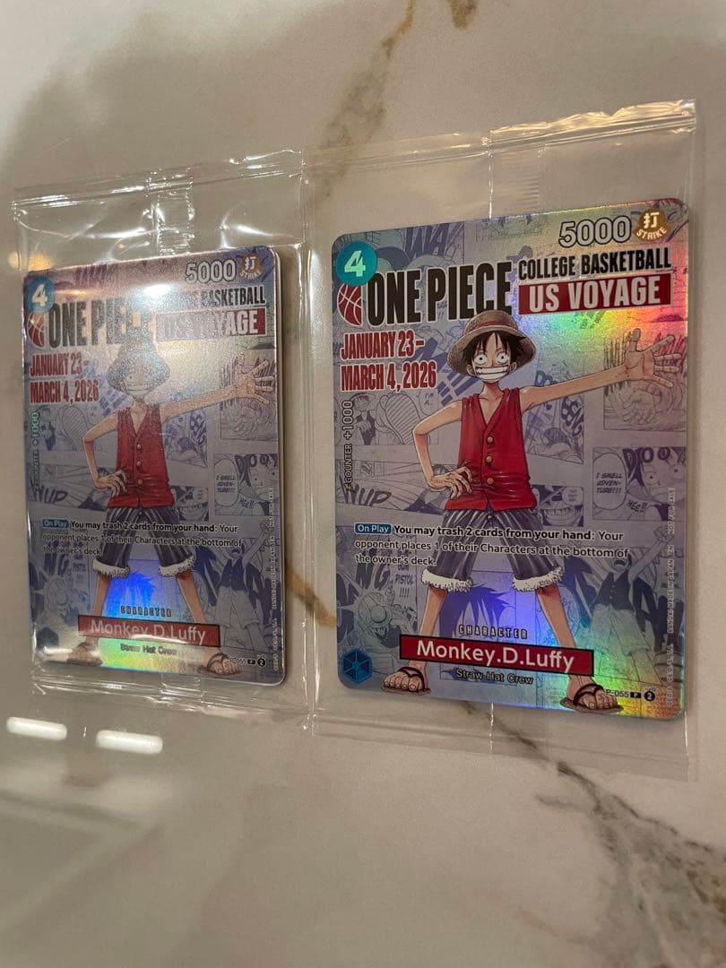 ワンピース モンキー・D・ルフィ アメリカ大学バスケ限定プロモ　未開封2パック