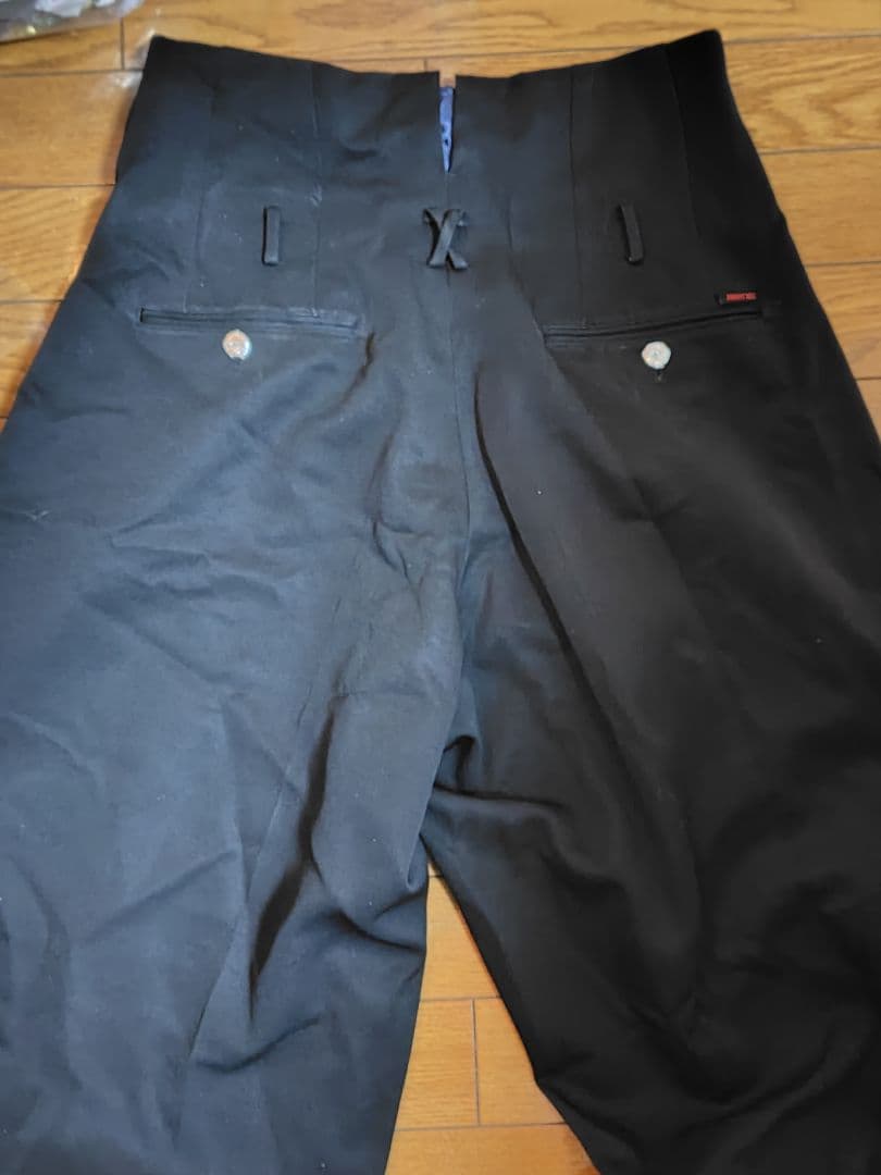 ハイウエストボンタン、年代物中古変形型学生ズボン　胴釦4個
