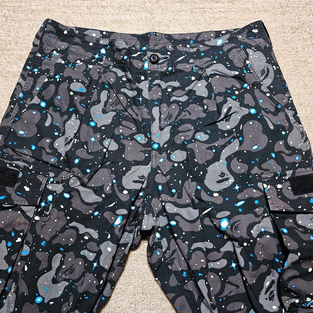 A BATHING APE エイプ 迷彩柄カーゴパンツ ブラック Lサイズ