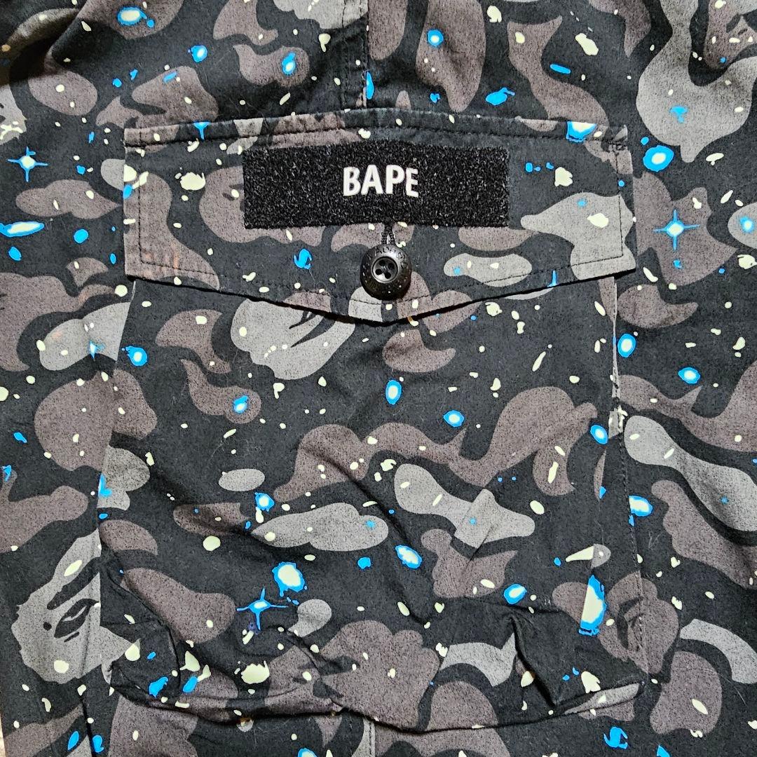 A BATHING APE エイプ 迷彩柄カーゴパンツ ブラック Lサイズ